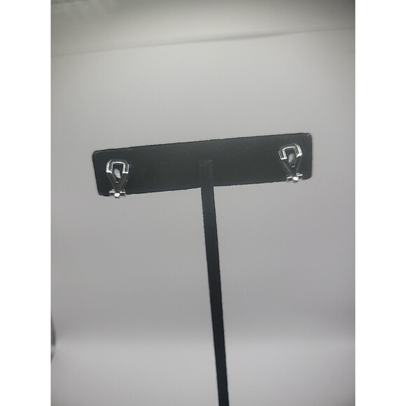 Vintage Silver Tone Earrings Clip On Huggie Crystal Jewelry Costume - Picture 6 of 12